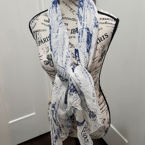 Paris themed‎ scarf 60 X 33  inches long  silk blend